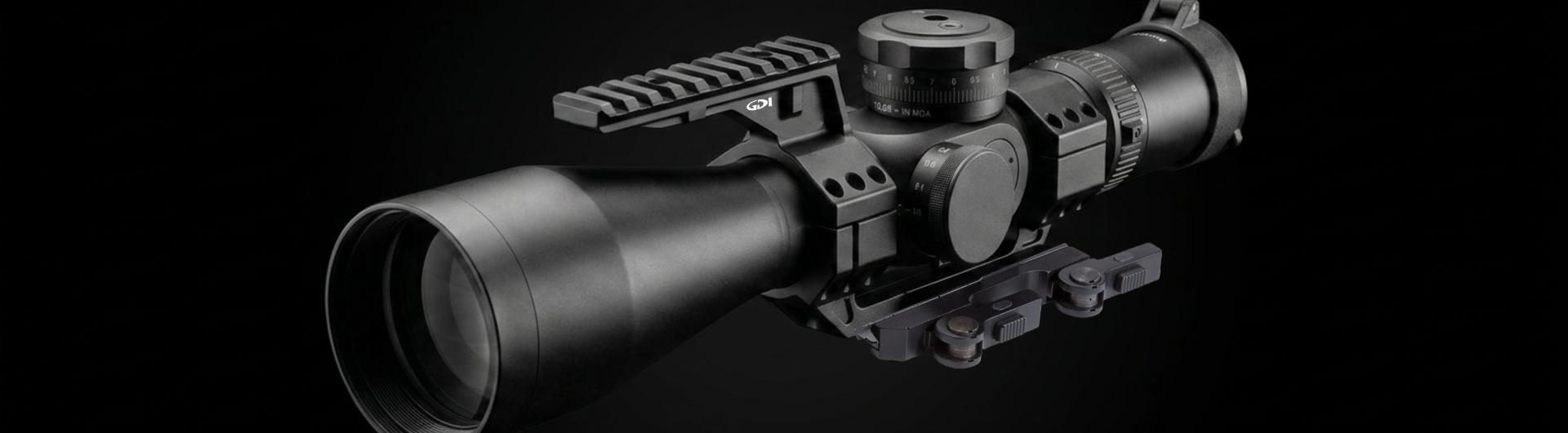 GDI USA M-TAR Diving Board cantilever accessory deck mounted to a P-ROM scope mount and riflescope
